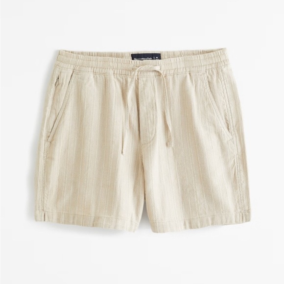 Abercrombie & Fitch Tan Flat Front Summer Shorts cotton and linen blend - Picture 1 of 12